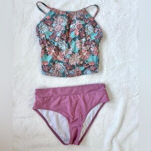 JANELLA BAY Floral Blue and Pink tankini Set